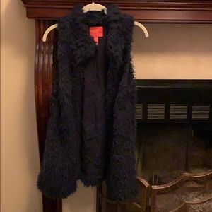 Blue furry vest WORN ONCE